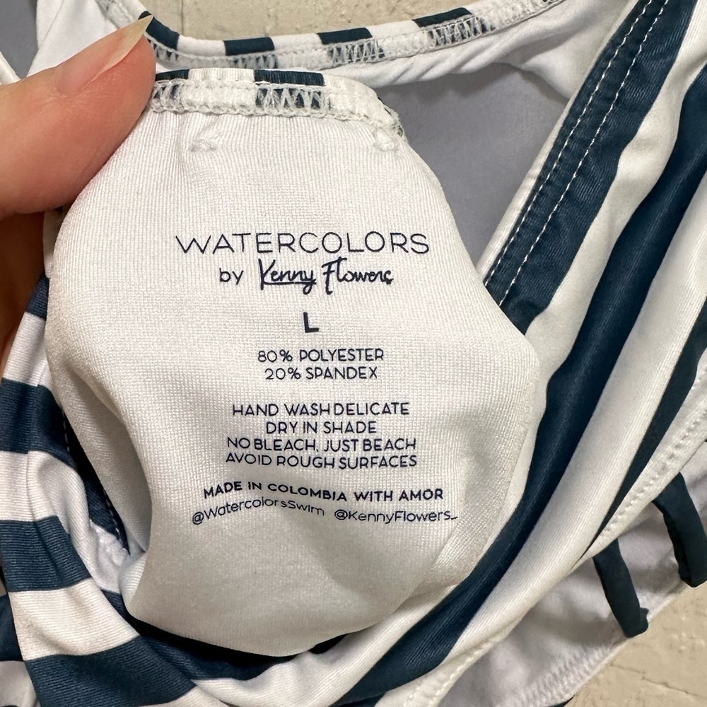 NWT Kenny Flowers Swim One Piece Swimsuit The Hamptons Striped peekaboo side Lg‍ - Picture 8 of 8